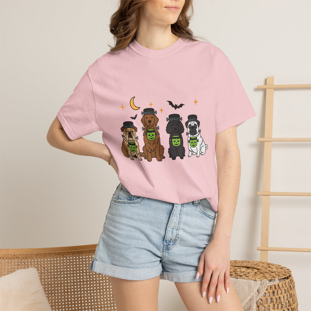 Puppy Group Shirt Halloween Animals Gift Women Anime Tee Puppies T-Shirt Spooky Fan Cartoon Tshirt Creature Graphic Line Art Flying Bat