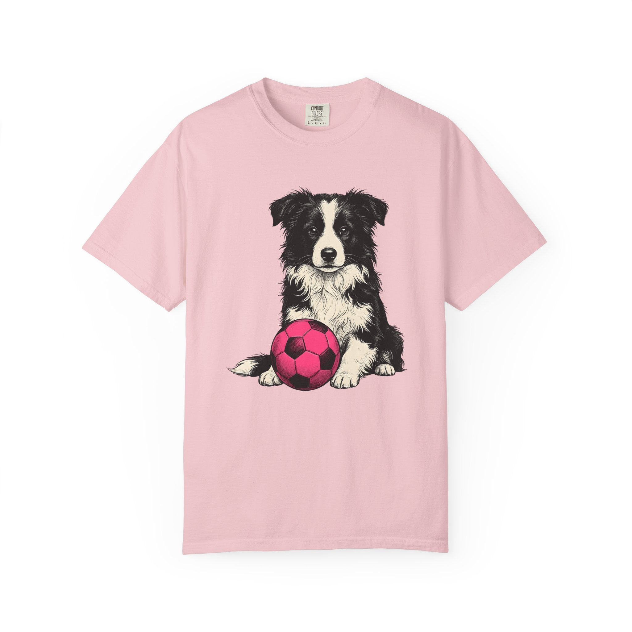 Border Collie Shirt Dog Sports Gift Women Hand Drawn Tee Collie T-Shirt Dog Fan Illustrated Graphic Tshirt Vintage Soccer Ball Tshirt