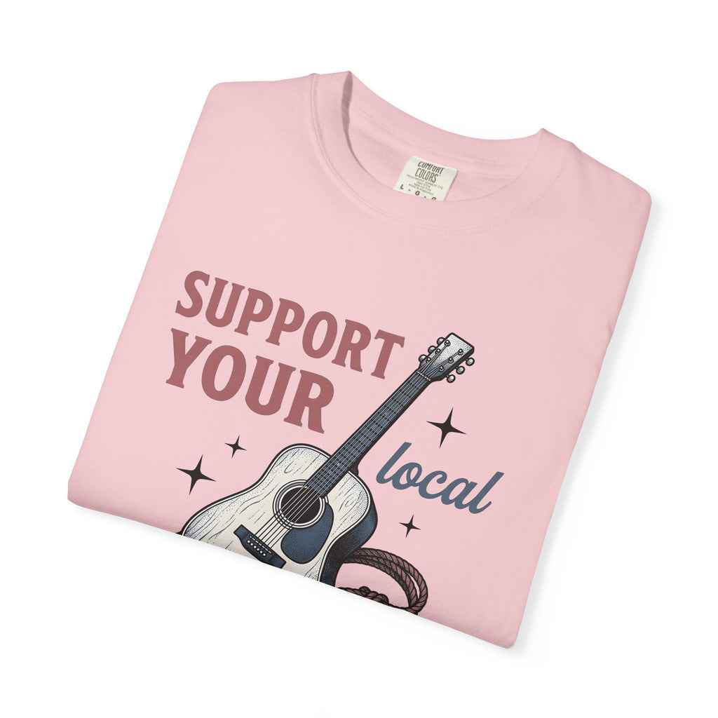 Acoustic Guitar Shirt Cowgirl Folk Gift Women Hand Drawn Tee Guitar T-Shirt Cowgirl Fan Illustrated Tshirt Traditional Graphic Sketch Rope