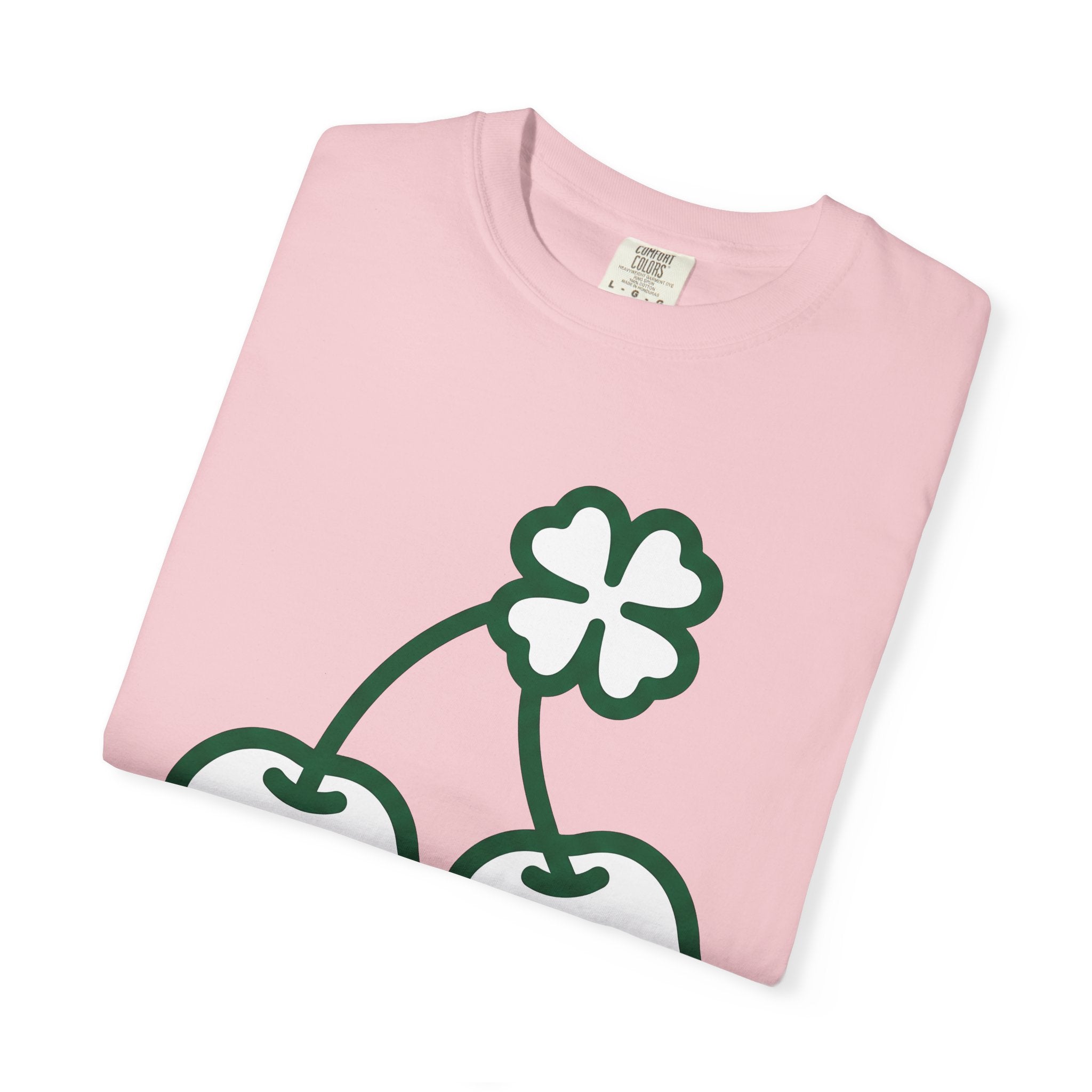 Clover Cherry Shirt St. Patrick's Day Talisman Gift Women Basic Tee Cherry T-Shirt Luck Fan Simple Tshirt Amulet Graphic Sketch Lucky Leaf