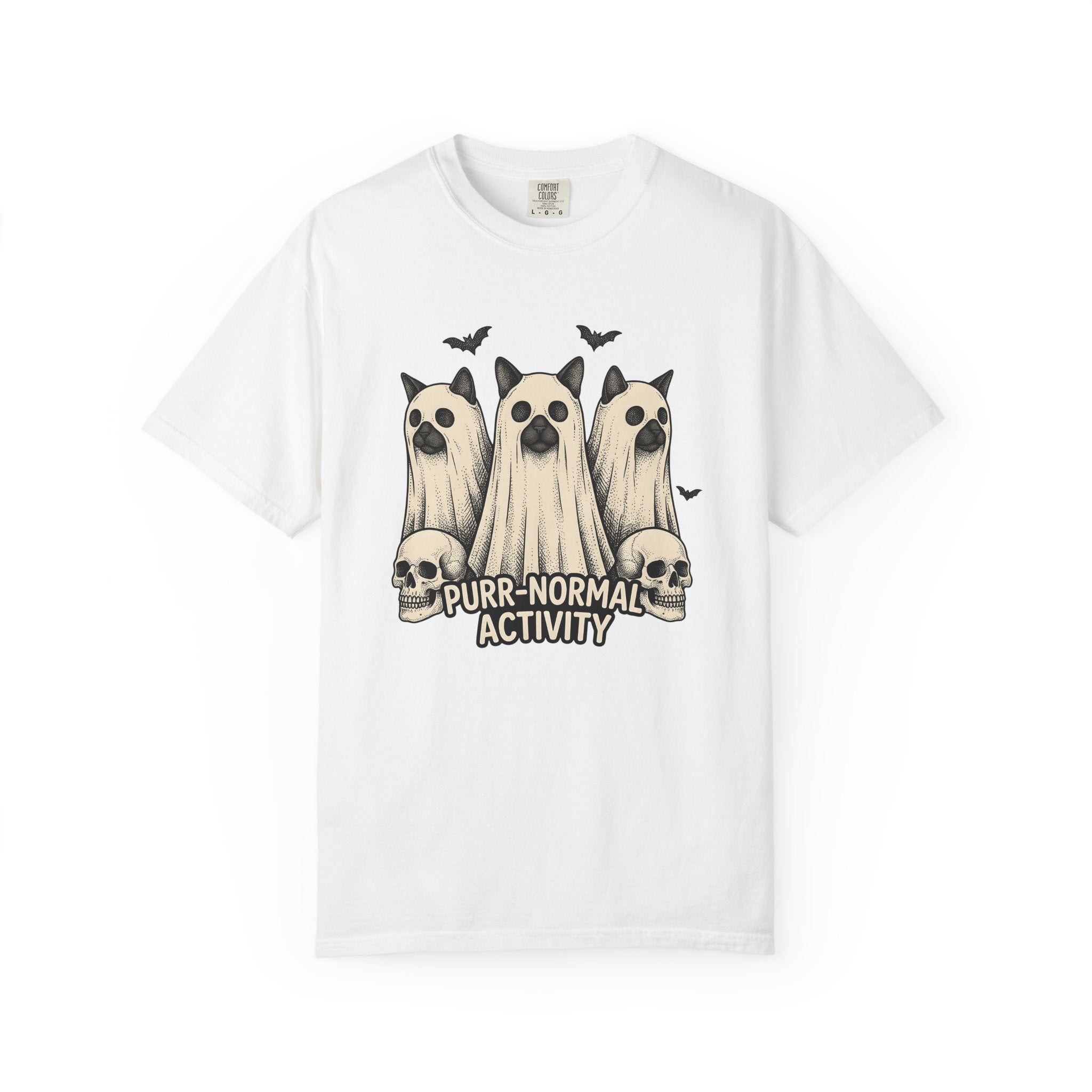 Phantom Cats Shirt Halloween Pet Gift Women Classic Tee Ghost Cats T-Shirt Halloween Fan Spooky Tshirt Animal Graphic Doodle Bones Tshirt