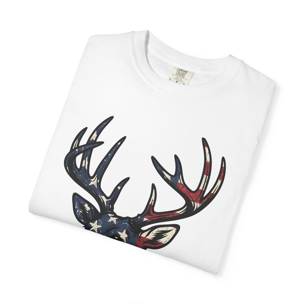 Deer Head Shirt America Outdoors Gift Women Patriotic Tee Buck T-Shirt American Enthusiast Star Spangled Tshirt Wilderness Graphic Vintage