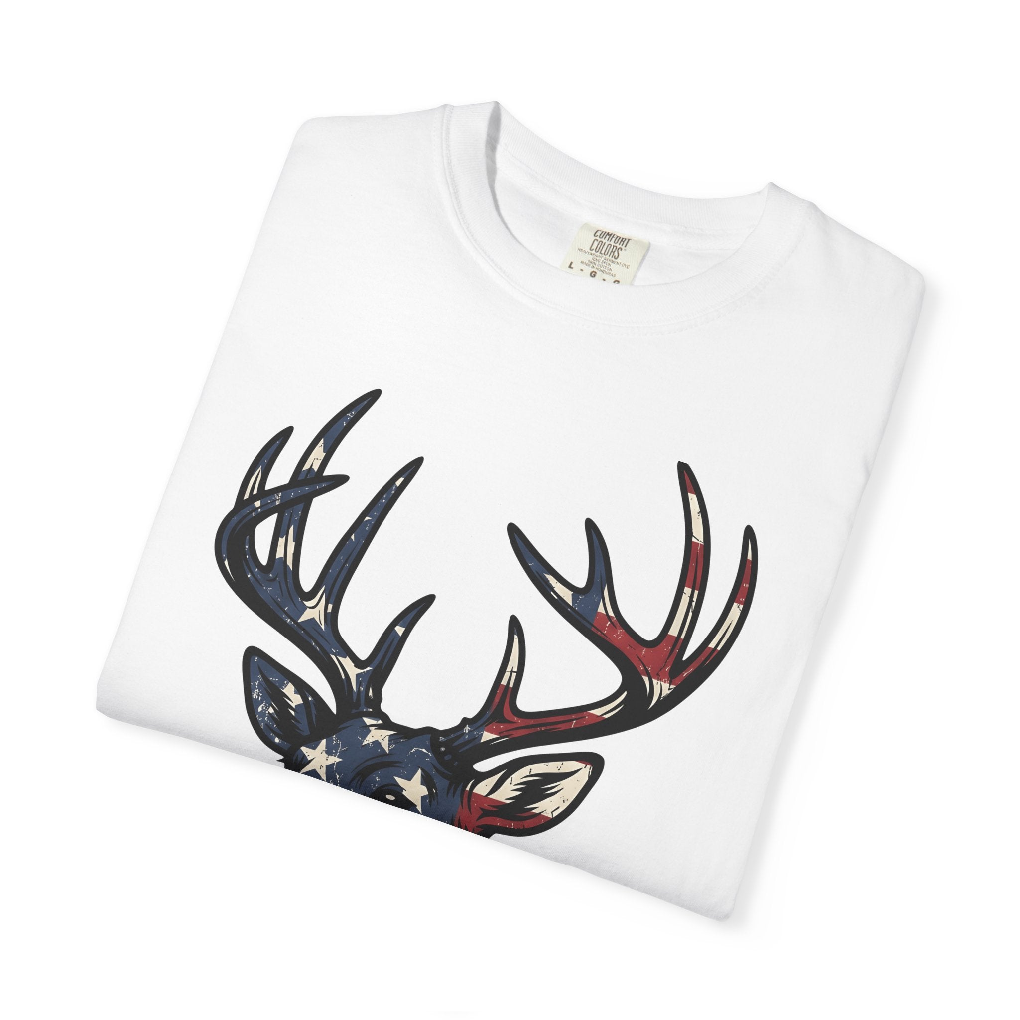 Deer Head Shirt America Outdoors Gift Women Patriotic Tee Buck T-Shirt American Enthusiast Star Spangled Tshirt Wilderness Graphic Vintage