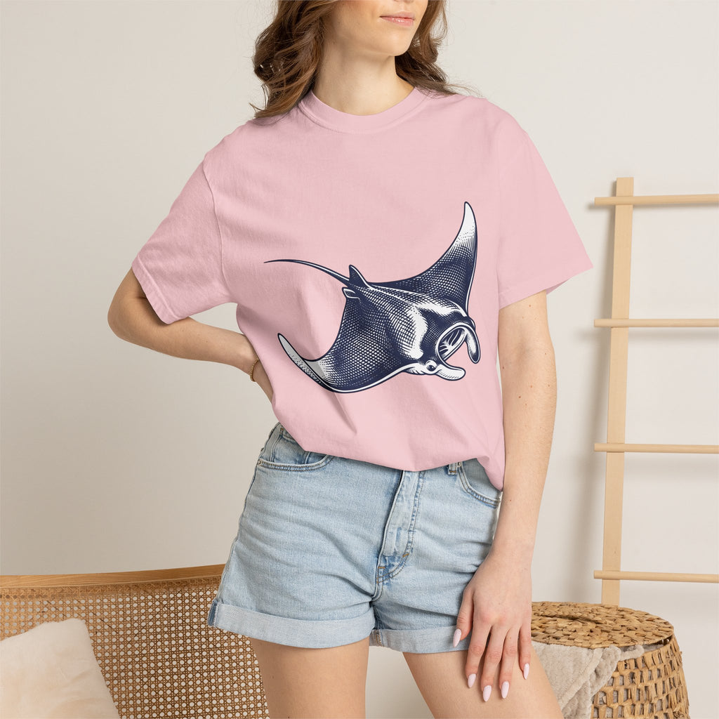 Manta Ray Shirt Animals Underwater Gift Women Classic Tee Devil Ray T-Shirt Wildlife Fan Sea Creature Tshirt Submarine Graphic Doodle Ocean