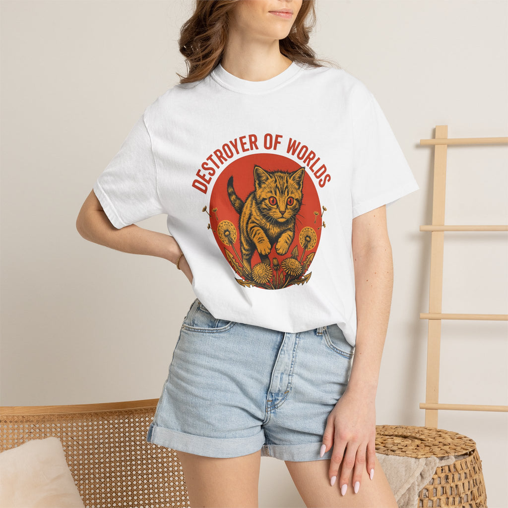 Striped Cat Shirt Cat Joke Gift Women Rustic Tee Tabby Cat T-Shirt Cat Fan Vintage Tshirt Pun Graphic Nostalgic Flower Tshirt