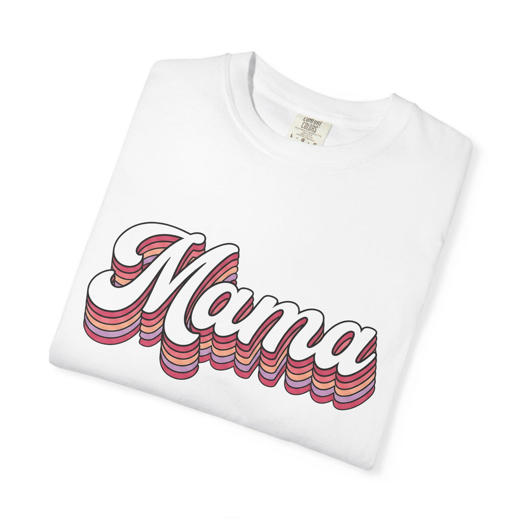 Retro Mama Text Shirt Mom Family Gift Women Bold Tee Mama T-Shirt Mother Enthusiast Brash Tshirt Clan Graphic Vintage Layered Stripes Tshirt