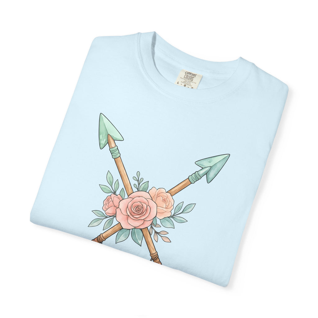 Blossom Arrows Shirt Boho Chic Petals Gift Women Brush Stroke Tee Arrow T-Shirt Bohemian Fan Painted Tshirt Floral Graphic Doodle Quills