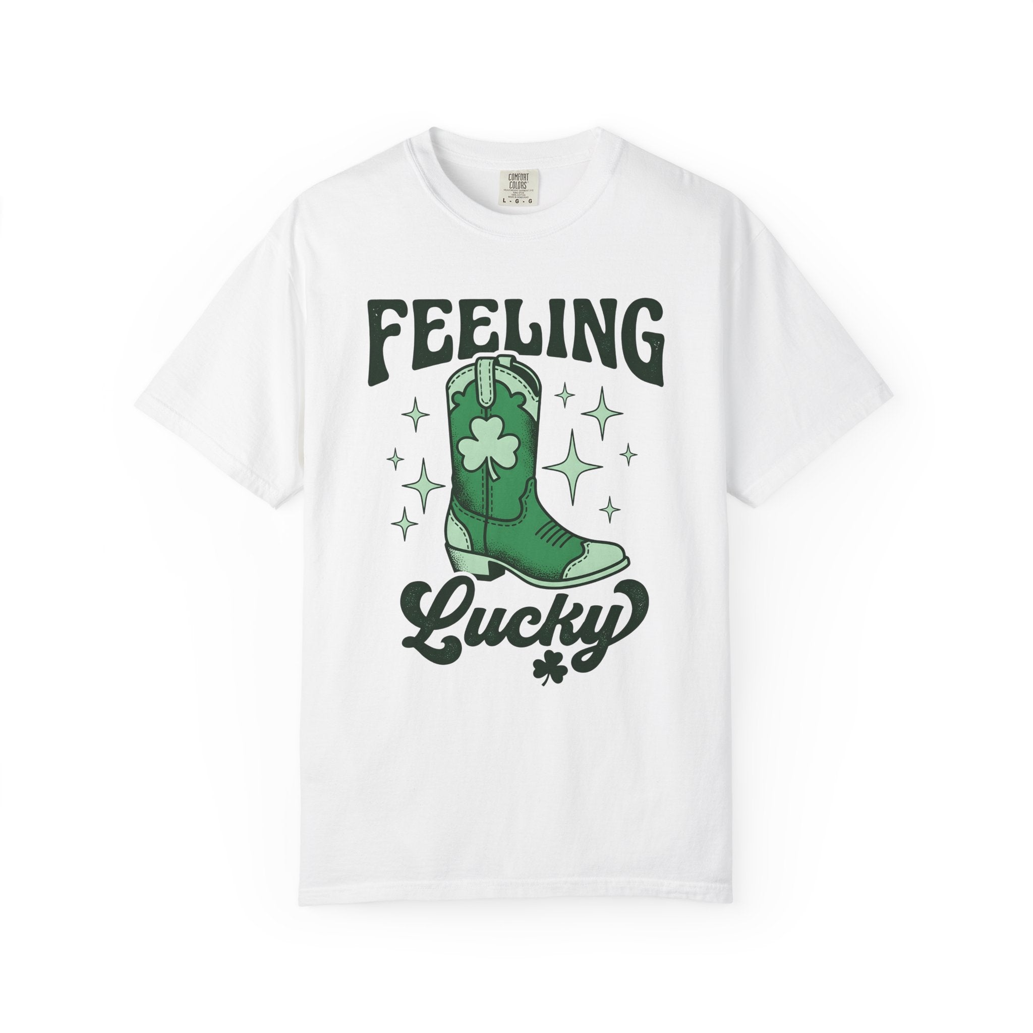 Leather Boot Shirt St. Patrick's Day Ranch Gift Women Retro Tee Boot T-Shirt Luck Fan Vintage Tshirt Farmhouse Graphic Traditional Four Leaf