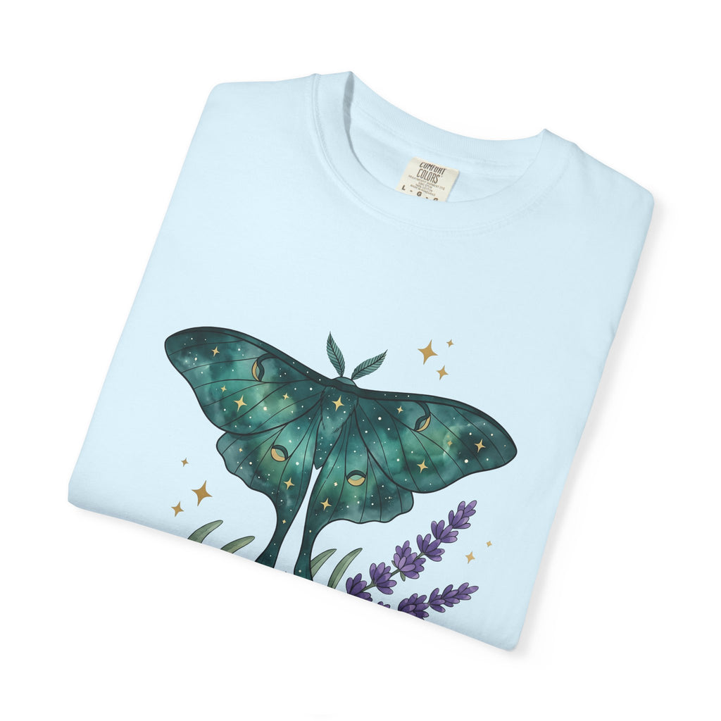 Luna Moth Insect Shirt Boho Chic Environment Gift Women Starry Tee Moth T-Shirt Bohemian Fan Celestial Tshirt Eco Graphic Pigment Lavender