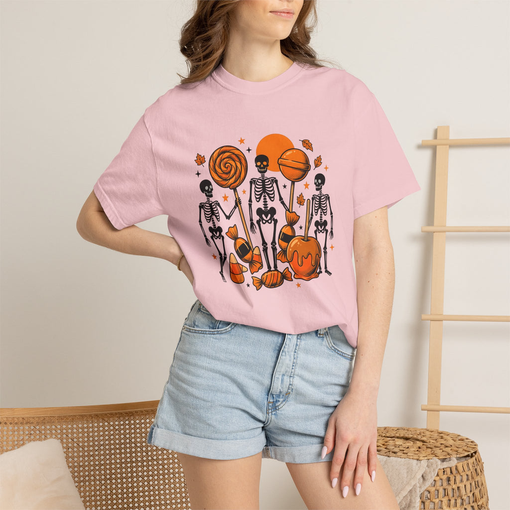 Skull Sweets Shirt Halloween Horror Gift Women Comic Tee Sugar Skull T-Shirt Spooky Fan Creepy Tshirt Macabre Graphic Retro Candy Tshirt