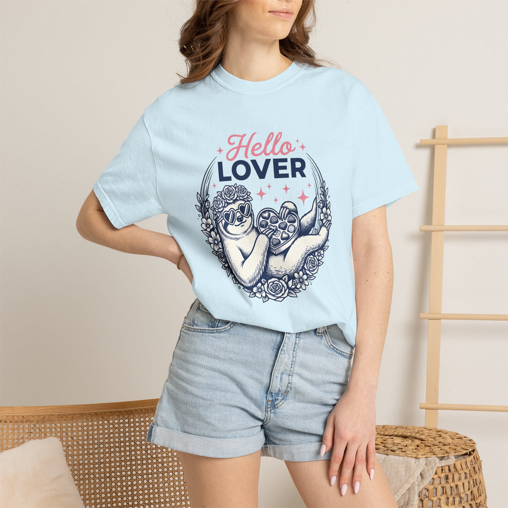 Sloth Holding Sweets Shirt Valentine Fauna Gift Women Playful Tee Sloth T-Shirt Cupid Fan Whimsical Tshirt Wildlife Graphic Old School Petal