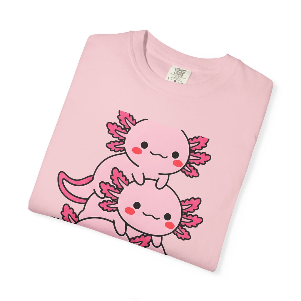 Axolotl Tea Shirt Drinks Pets Gift Women Cute Tee Mexican Salamander T-Shirt Beverage Fan Animal Graphic Illustration Comic Boba Drink
