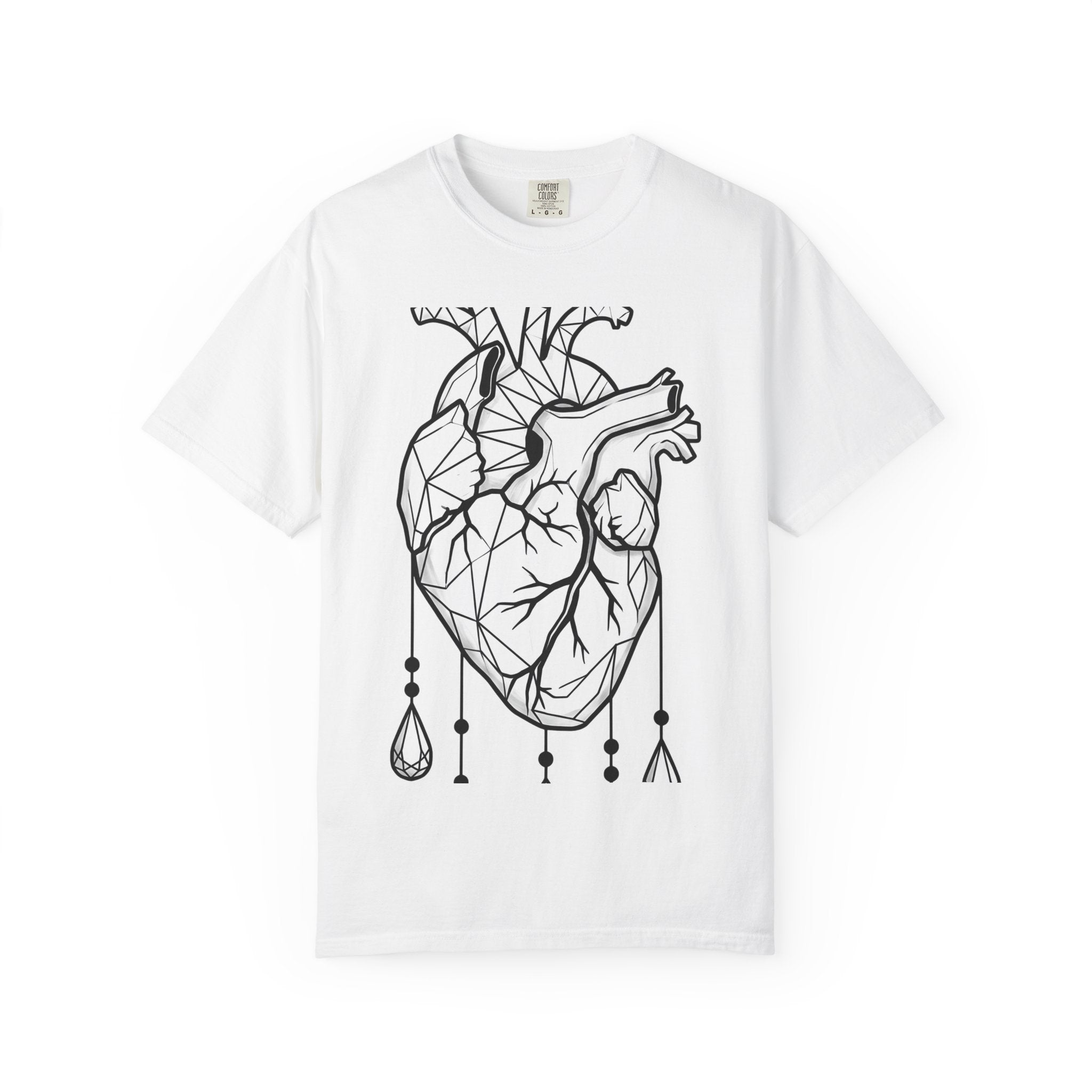 Angular Heart Shirt Boho Chic Ink Gift Women Sketch Tee Heart T-Shirt Bohemian Fan Doodle Tshirt Tattoo Graphic Graphic Stones Tshirt