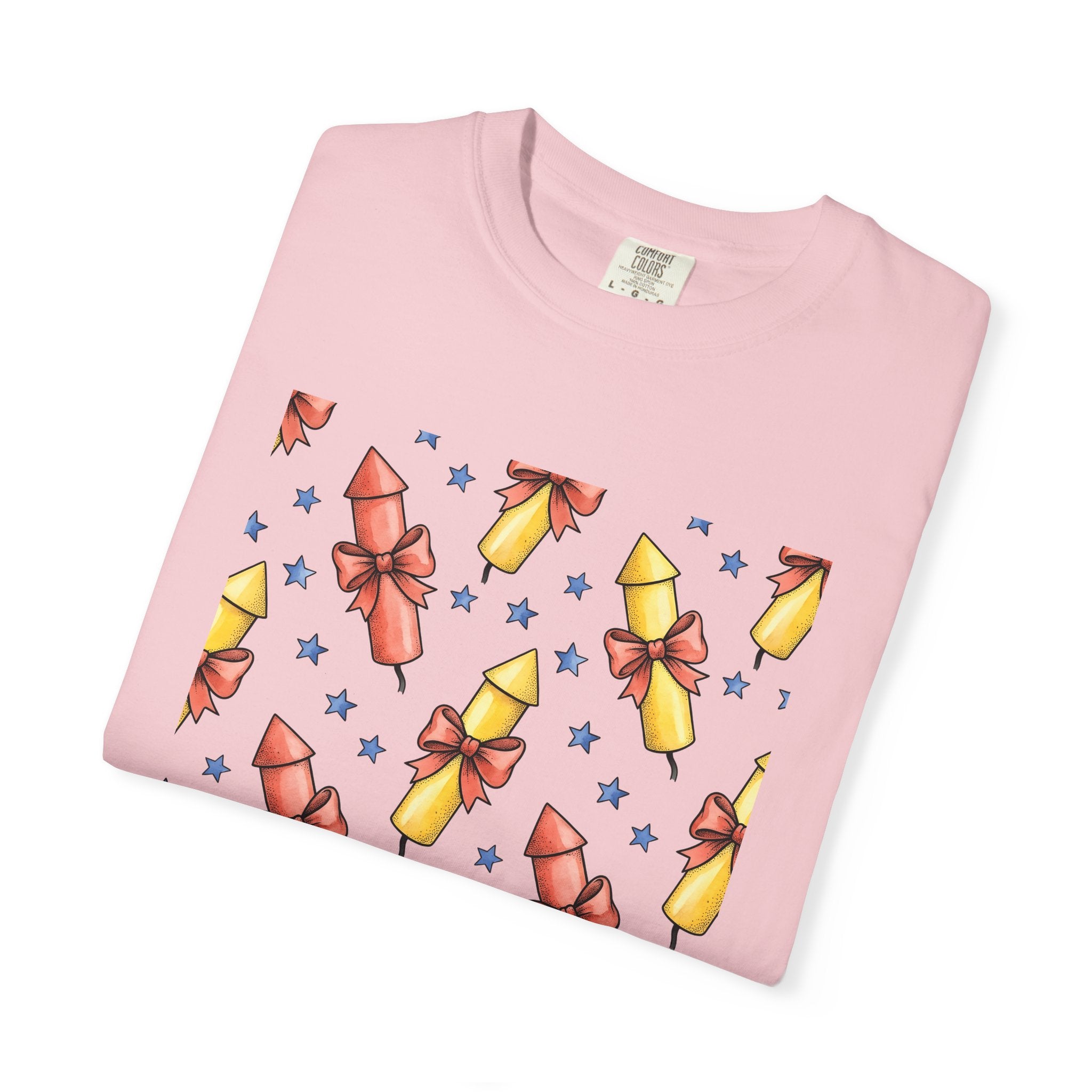 Firework Rockets Shirt 4th Of July Independence Gift Women Cartoon Tee Fireworks T-Shirt Patriot Fan Comic Tshirt Liberty Graphic Line Art