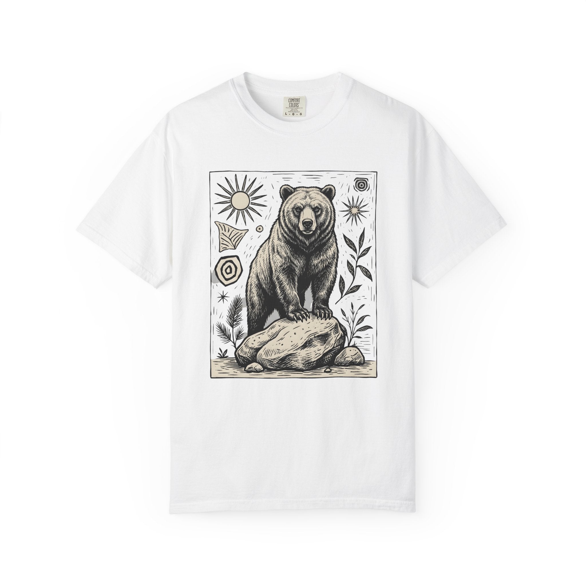 Bear Shirt Animals Wildlife Gift Women Sketch Tee Grizzly T-Shirt Animal Fan Ursine Tshirt Wildlife Graphic Retro Floral Tshirt