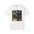 Death Skeleton Pizza Shirt Halloween Macabre Gift Women Classic Tee Skeleton Pizza T-Shirt Horror Fan Spooky Tshirt Dark Graphic Old School
