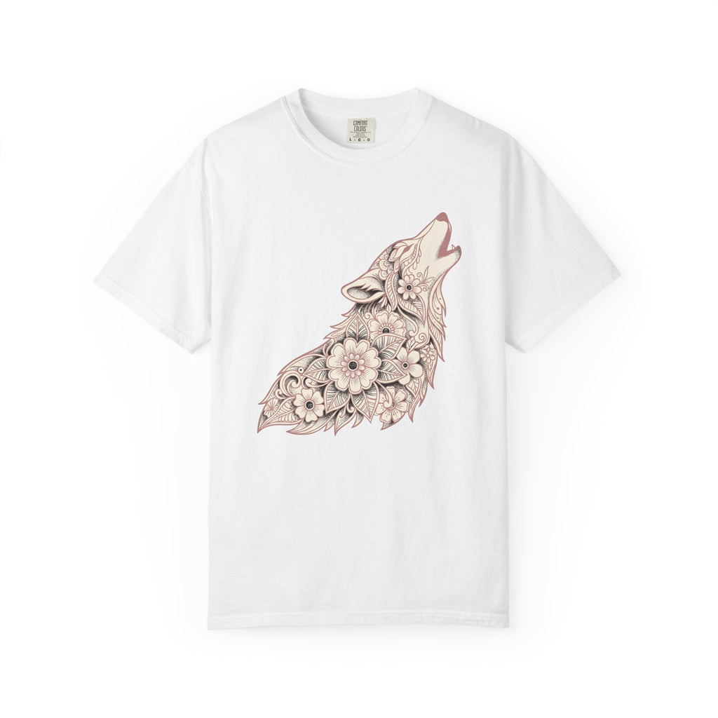 Wolf Flower Shirt Animals & Flowers Outdoors Gift Women Rustic Tee Wildflower T-Shirt Wildlife Enthusiast Country Tshirt Nature Graphic
