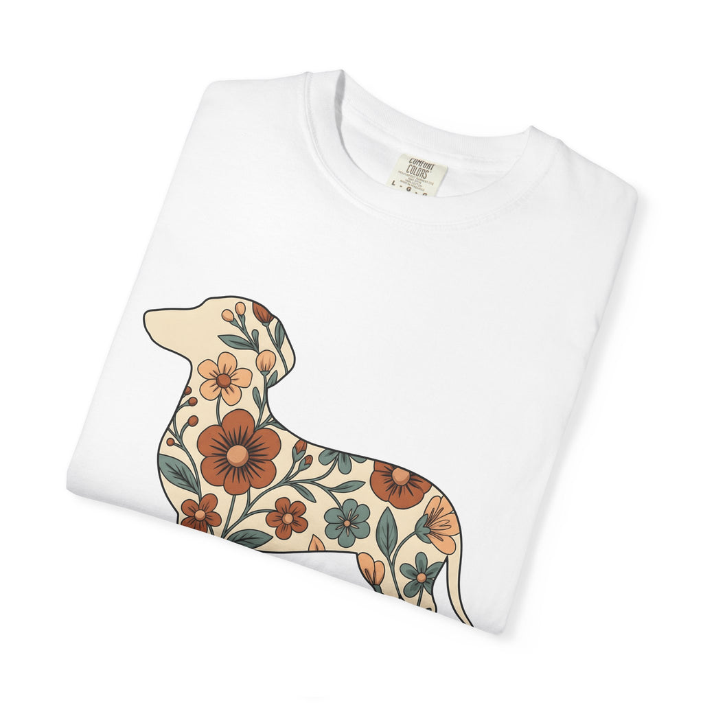 Dachshund Puppy Shirt Dog Blossom Gift Women Rustic Tee Wiener Dog T-Shirt Dog Fan Country Tshirt Floral Graphic Retro Flower Design Tshirt