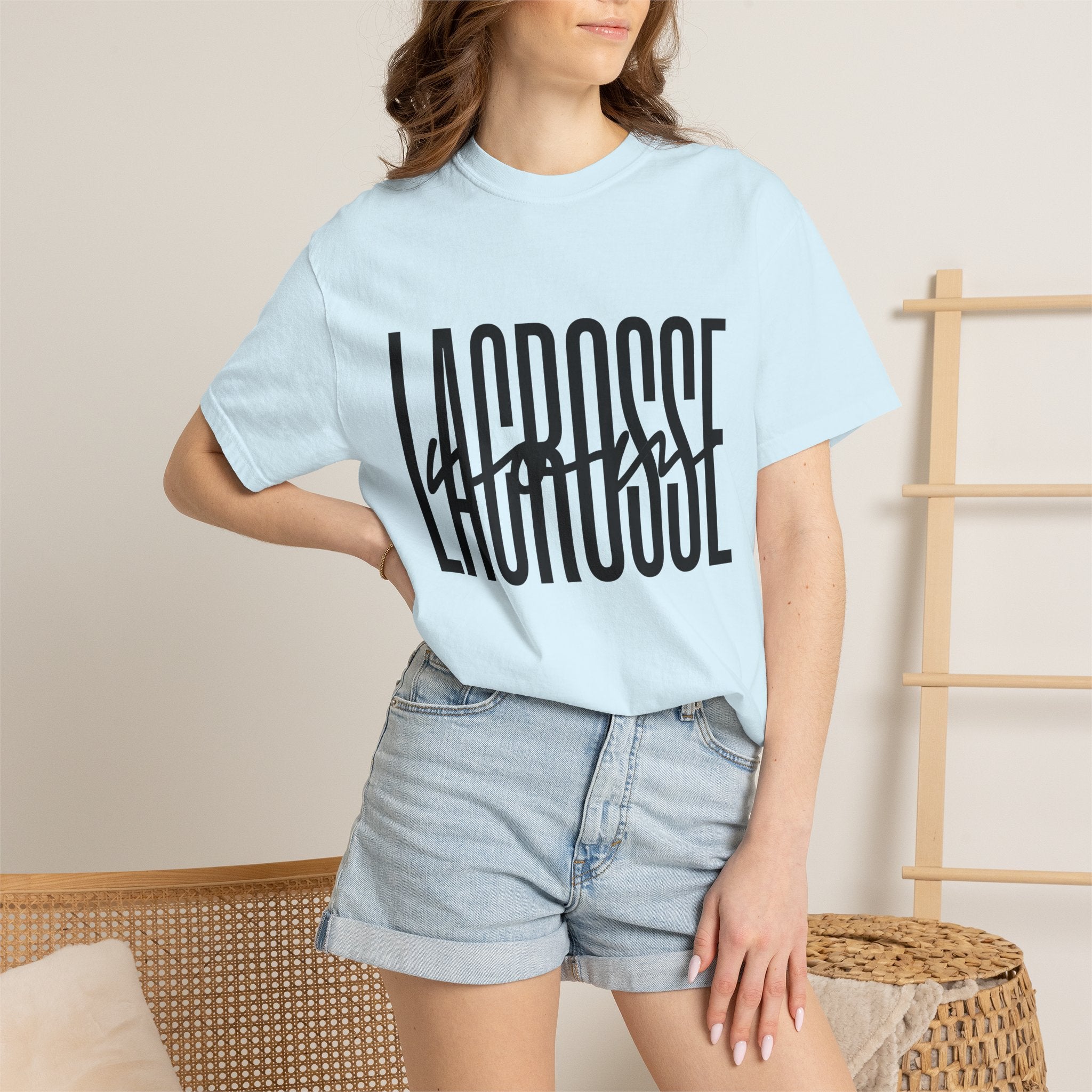 Lacrosse Text Shirt Lacrosse Sports Gift Women Bold Tee Lax T-Shirt Lacrosse Fan Typography Tshirt Athletic Graphic Minimalist Script Accent