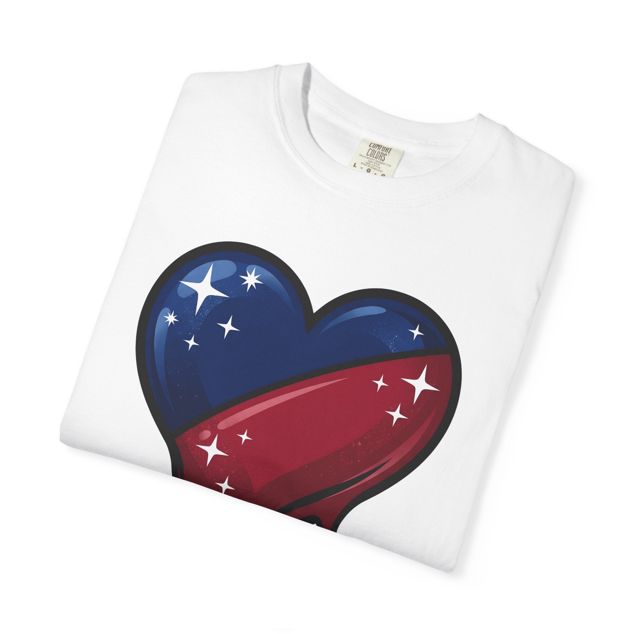 Patriotic Heart Shirt 4th Of July Patriotic Gift Women Bold Graphic Tee Heart T-Shirt Independence Day Enthusiast Graphic Tshirt American