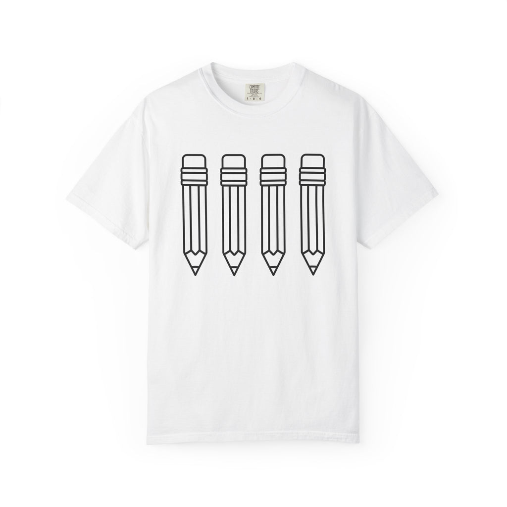 Pencil Design Shirt Teachers Learning Gift Women Simple Tee Drawing T-Shirt Educator Enthusiast Minimalist Tshirt Education Graphic