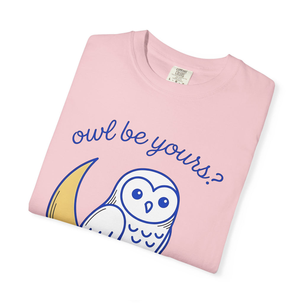 Owl Night Shirt Animals Love Gift Women Adorable Tee Owl T-Shirt Creature Fan Owl Art Tshirt Romance Graphic Simple Half Moon Tshirt