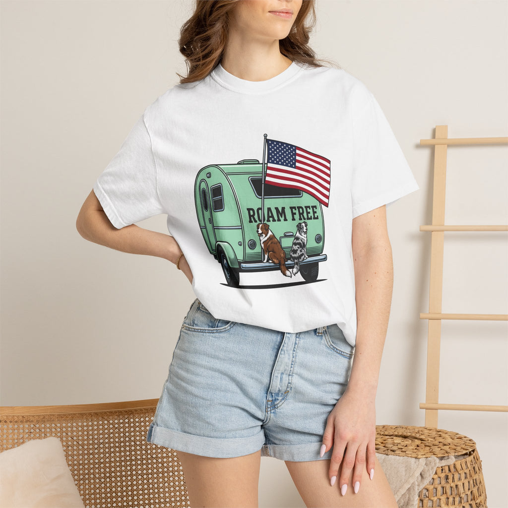 Rv Puppies Shirt 4th Of July Campfire Gift Women Old School Tee Puppy T-Shirt Independence Day Fan Retro Tshirt Bonfire Graphic Doodle Stars