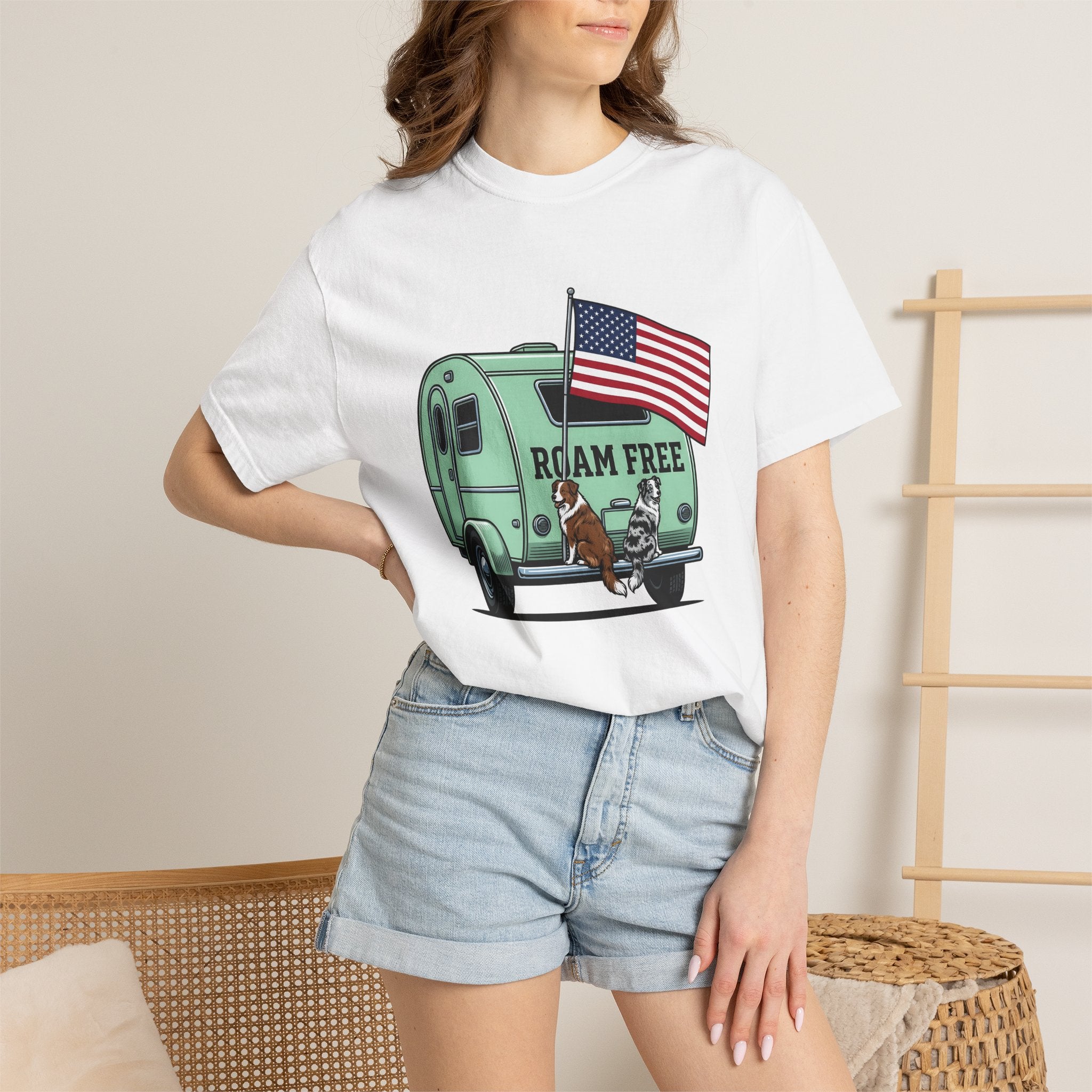 Rv Puppies Shirt 4th Of July Campfire Gift Women Old School Tee Puppy T-Shirt Independence Day Fan Retro Tshirt Bonfire Graphic Doodle Stars
