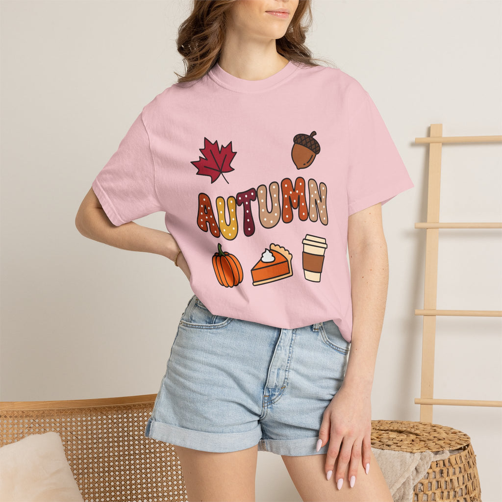 Fall Icons Shirt Autumn Crops Gift Women Line Art Tee Autumn Symbols T-Shirt Fall Fan Simple Illustration Tshirt Harvest Graphic Squash