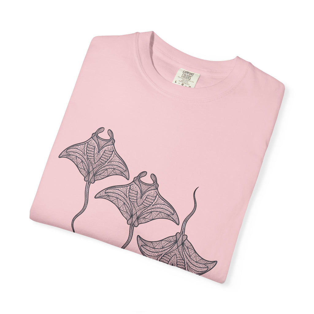 Manta Ray Shirt Ocean Animal Gift Women Boho Tee Devil Ray T-Shirt Sea Fan Mobula Graphic Tshirt Line Art Mandala Tshirt
