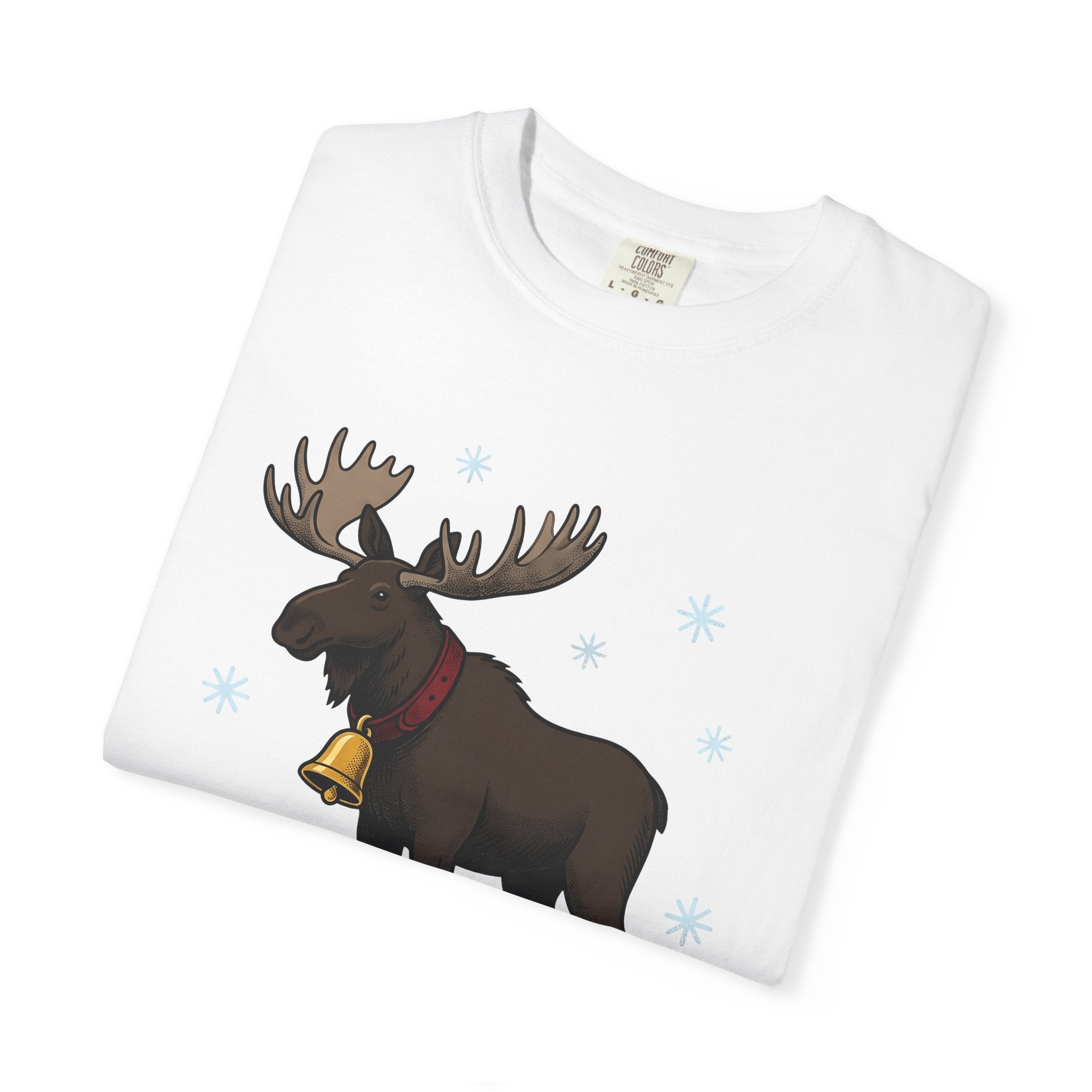 Stag Art Shirt Christmas Fauna Gift Women Classic Tee Deer T-Shirt Christmas Fan Vintage Tshirt Wildlife Graphic Line Art Winter Flakes
