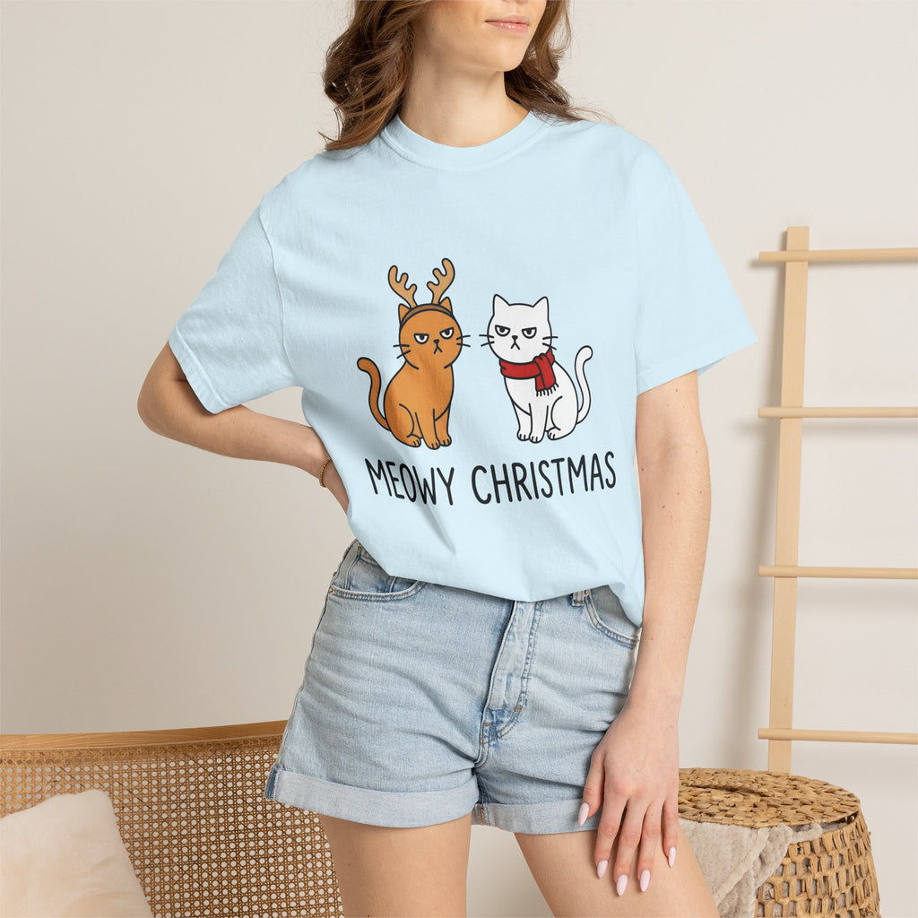 Cat Couple Shirt Christmas Animals Gift Women Comic Tee Kitty Couple T-Shirt Xmas Fan Feline Tshirt Cartoon Graphic Illustration Simple