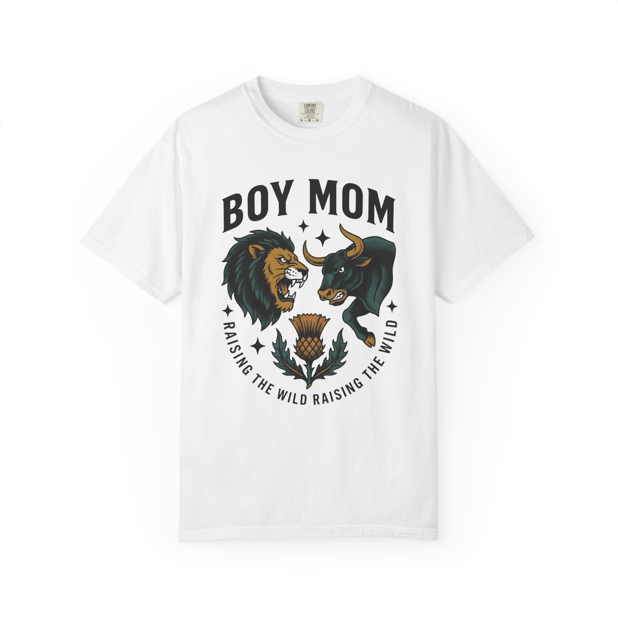 Lion Bull Illustration Shirt Animals & Flowers Mama Gift Women Hand Drawn Tee Lion T-Shirt Wildlife Fan Lion Drawing Tshirt Mom Graphic