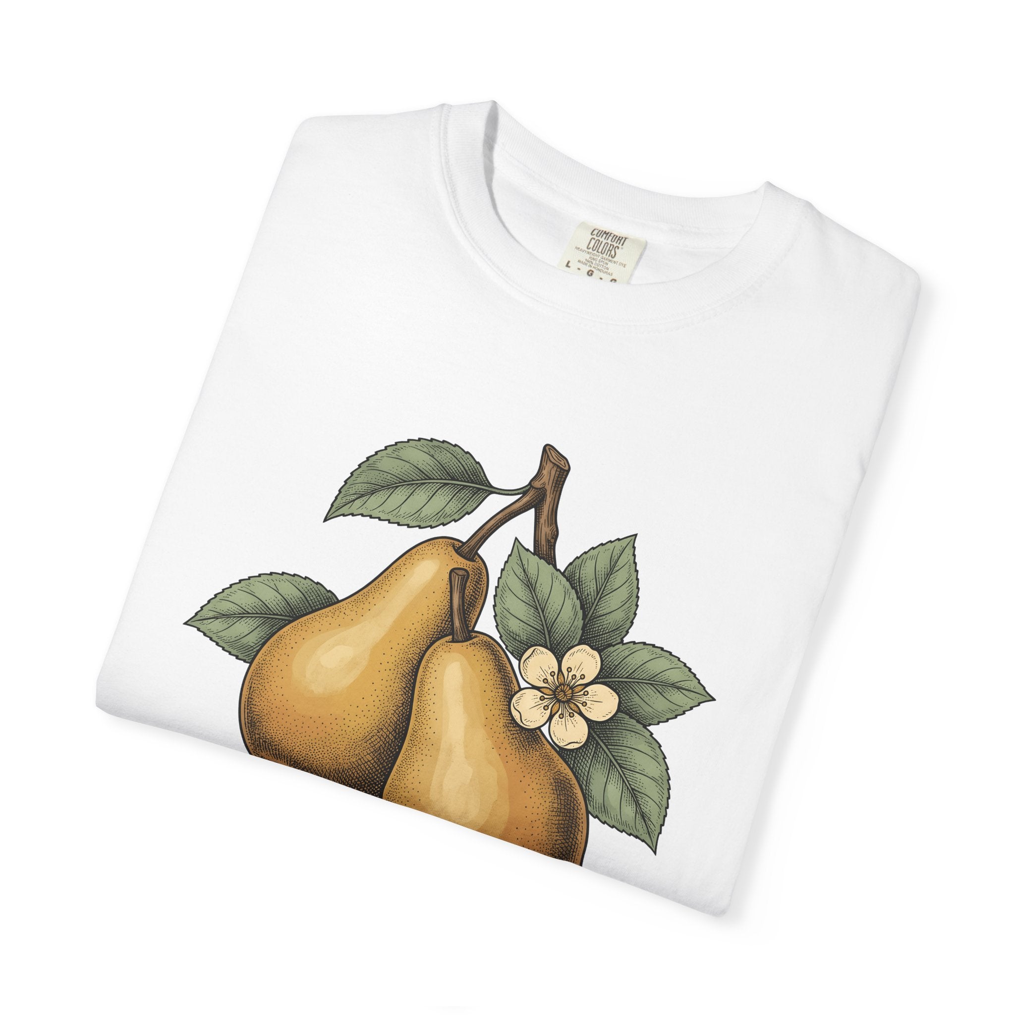 Pear Shirt Fruit Pun Gift Women Botanical Tee Pears T-Shirt Produce Fan Botanical Art Tshirt Punny Graphic Vintage Flower Tshirt