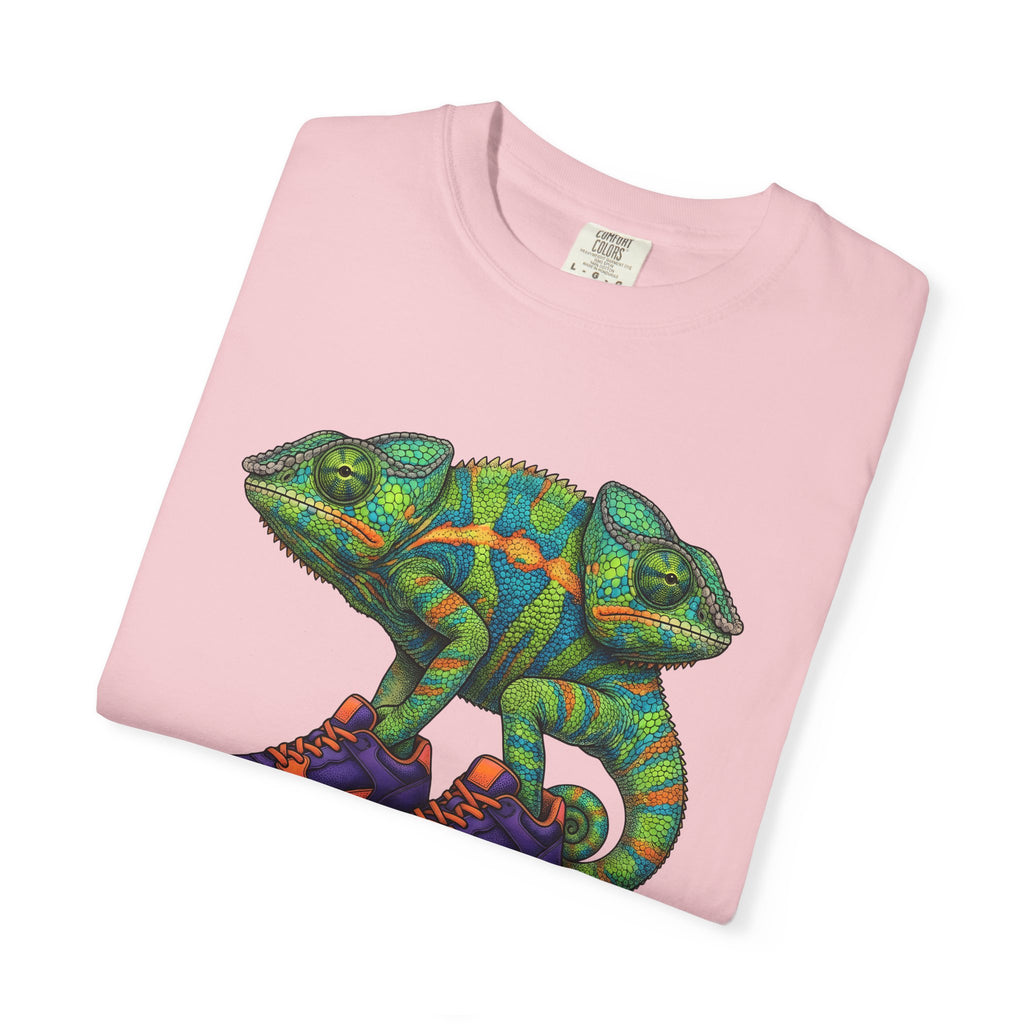 Chameleon Sneakers Shirt Animals Reptile Gift Women Vibrant Graphic Tee Custom Shoes T-Shirt Wildlife Fan Kicks Graphic Reptile Illustration