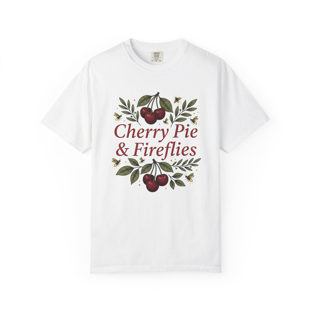 Cherry Branches Shirt America Summer Gift Women Vintage Tee Cherry Blossom T-Shirt Patriot Fan Retro Tshirt Warm Weather Graphic Hand Drawn