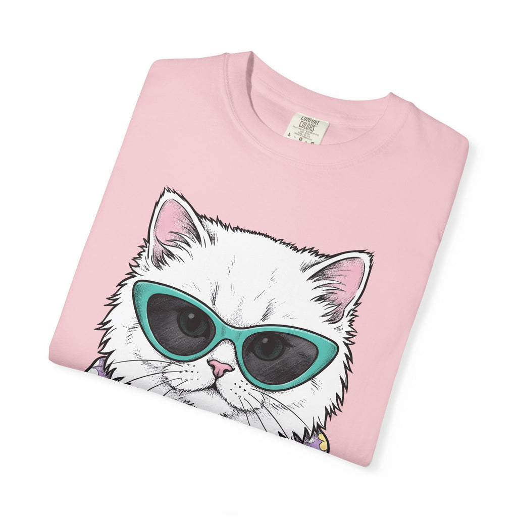 White Kitten Shirt Easter Pet Gift Women Sketch Tee Kitten T-Shirt Easter Fan Drawing Graphic Vintage Flower Scarf Tshirt