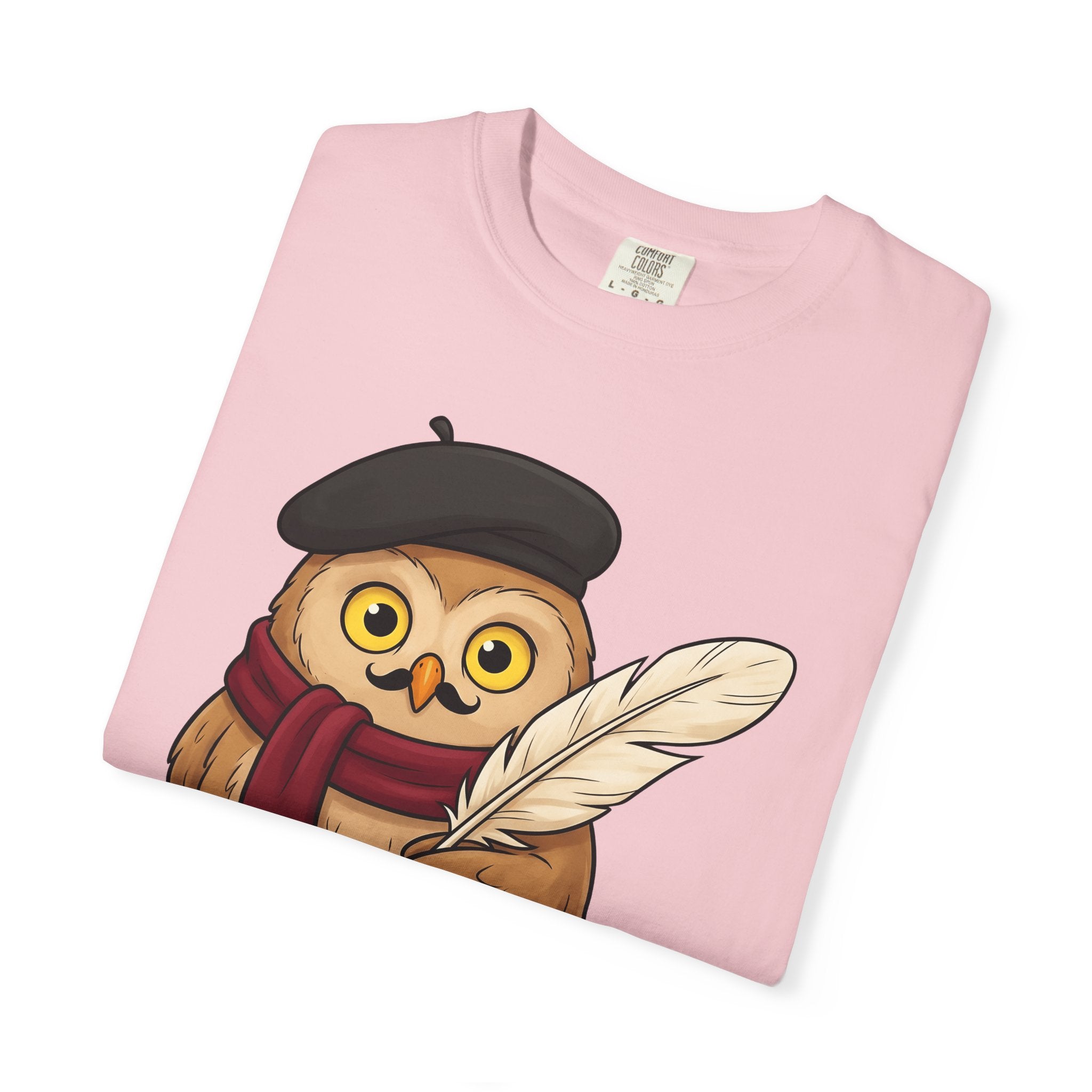 French Owl Shirt Funny Pet Gift Women Line Art Tee Owl T-Shirt Humor Fan Owl Tshirt Pet Graphic Hand Drawn Wing Plume Tshirt