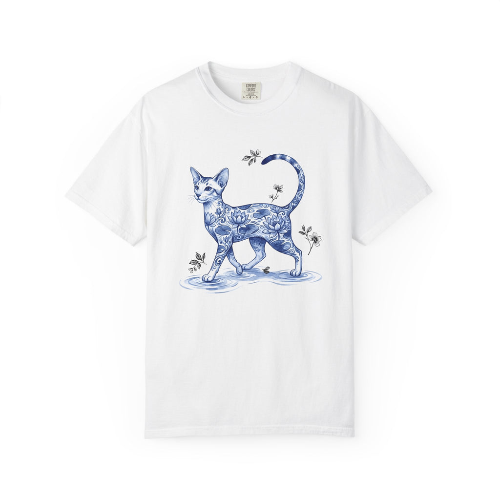 Flower Cat Shirt Cat Flower Gift Women Floral Tee Kitty T-Shirt Cat Fan Fancy Tshirt Blossom Graphic Retro Water Lily Tshirt