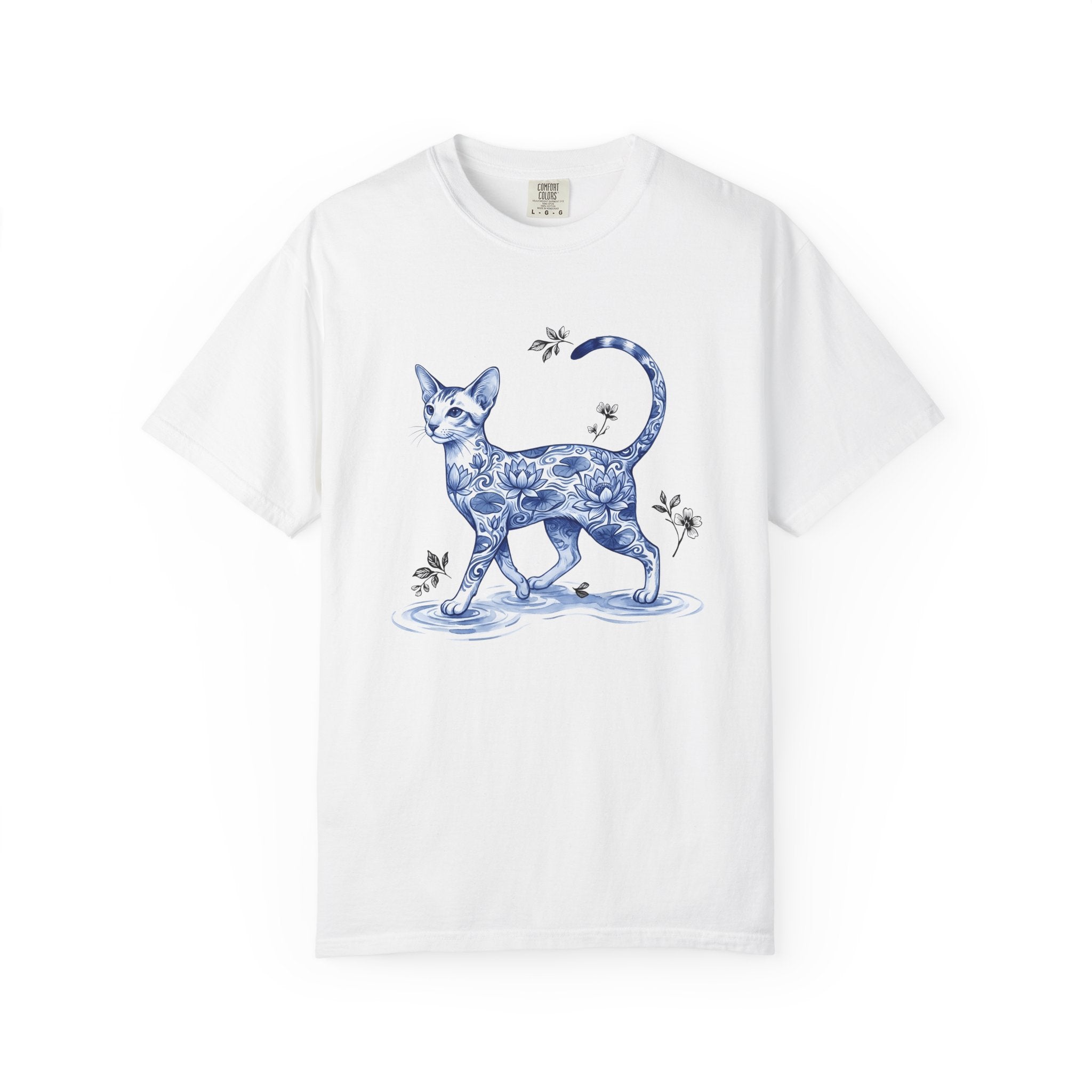 Flower Cat Shirt Cat Flower Gift Women Floral Tee Kitty T-Shirt Cat Fan Fancy Tshirt Blossom Graphic Retro Water Lily Tshirt