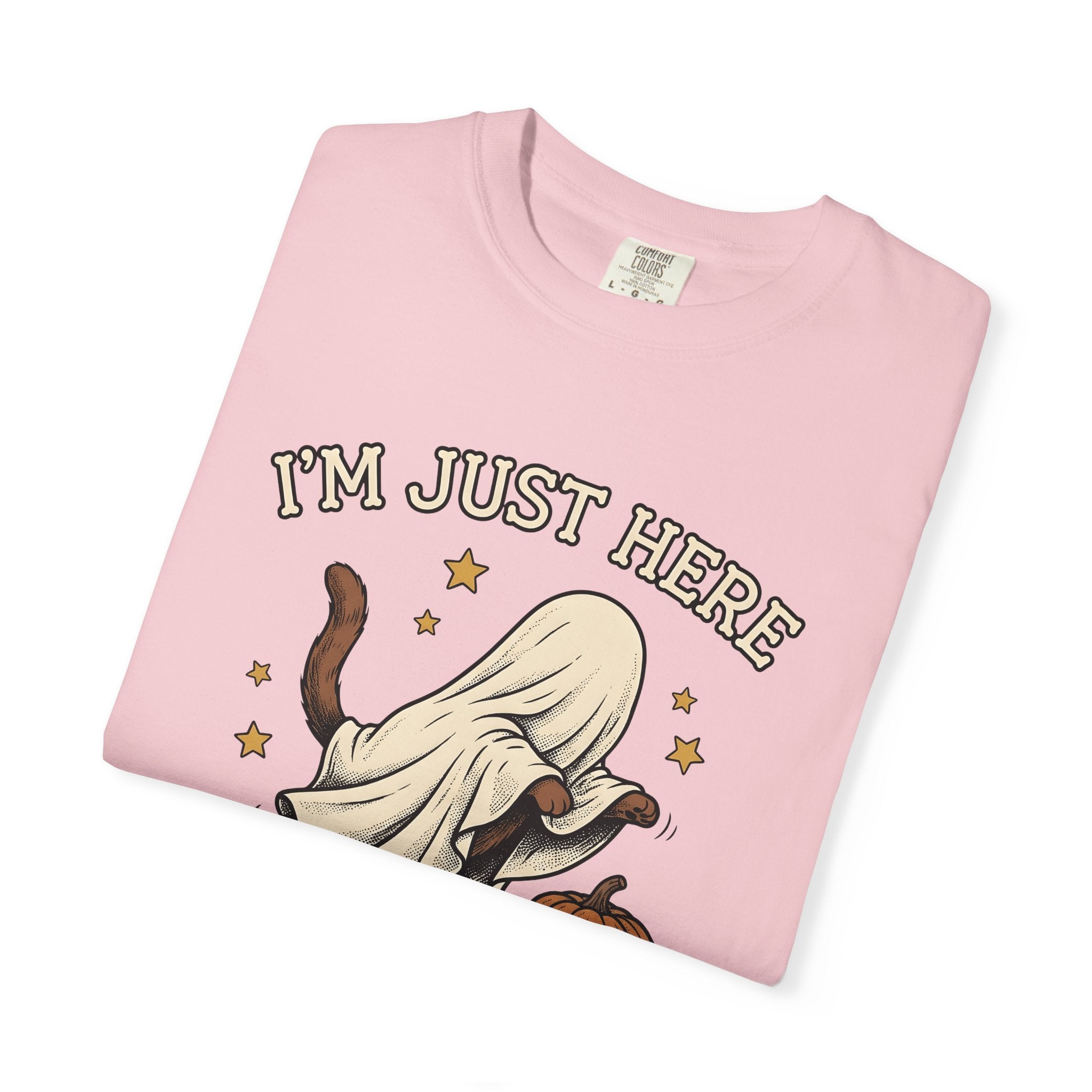 Cat Ghost Shirt Halloween Cat Gift Women Vintage Tee Specter T-Shirt Horror Fan Distressed Graphic Tshirt Retro Pumpkin Tshirt