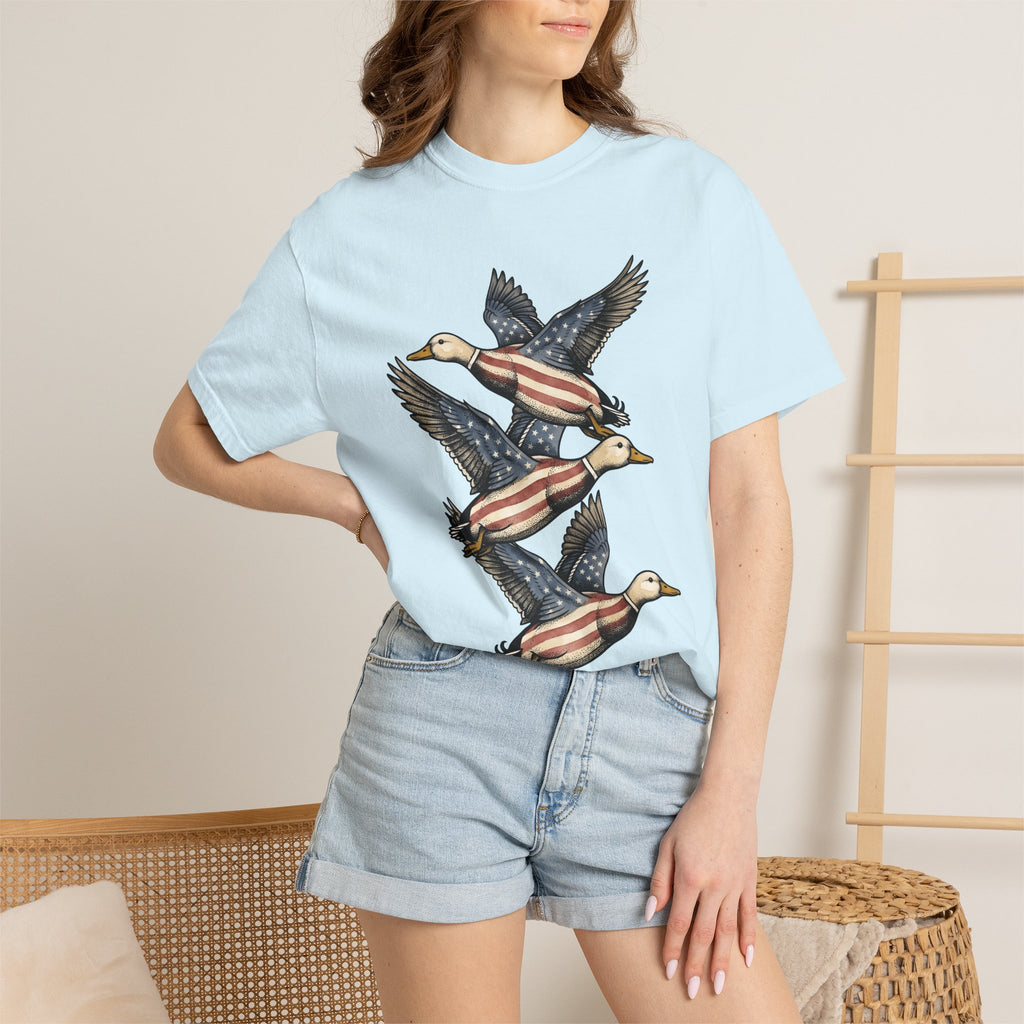 Patriotic Mallards Shirt 4th Of July Nature Gift Women Classic Tee Duck T-Shirt Independence Day Fan Vintage Tshirt Wildlife Graphic Doodle