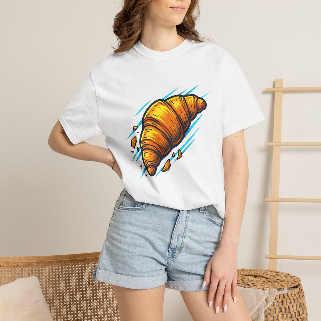Croissant Shirt Desserts Breakfast Gift Women Bold Tee Croissant T-Shirt Pastry Fan Vintage Tshirt Morning Graphic Retro Pastry Crumbs