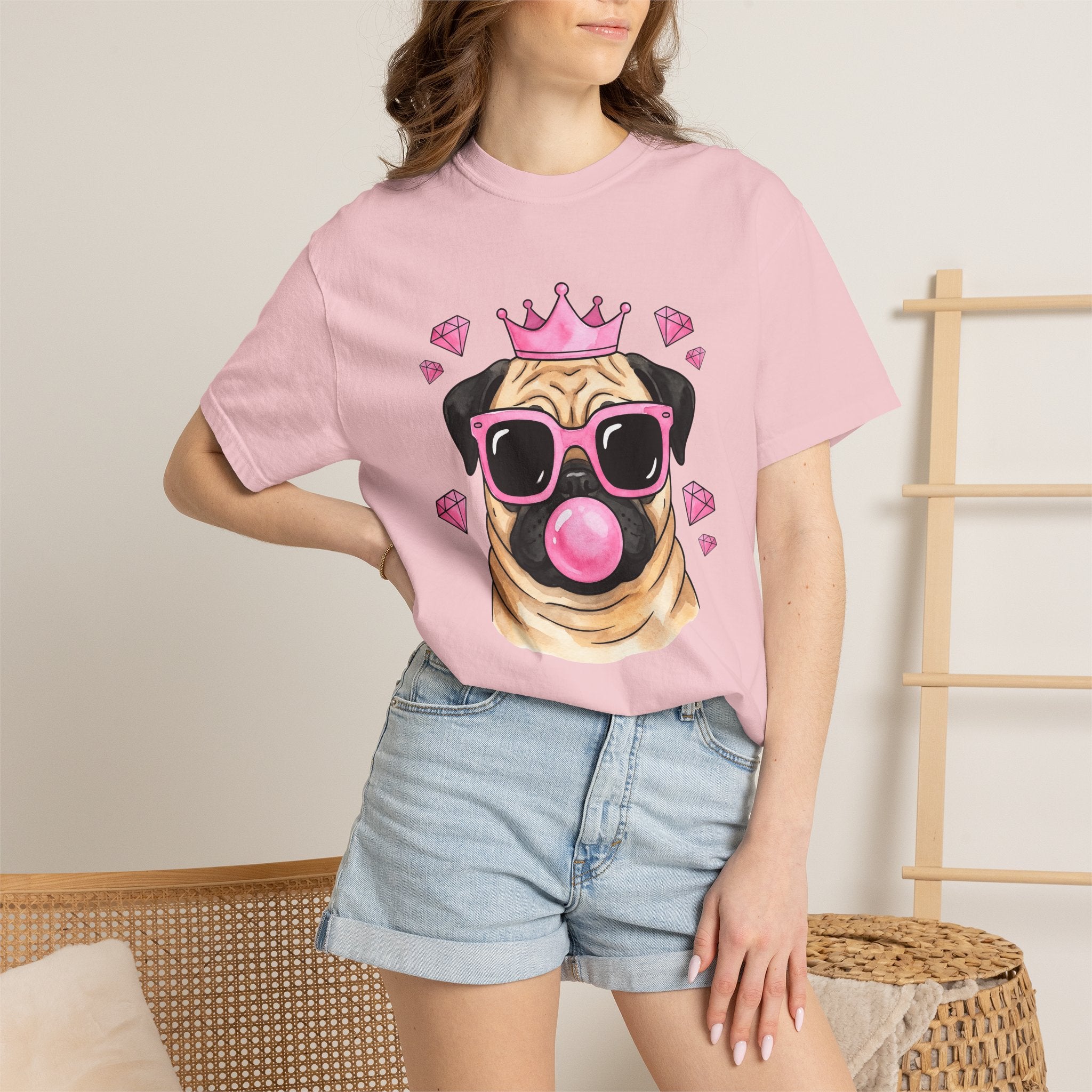 Pug Dog Shirt St. Valentines Day Dog Gift Women Cute Tee Poodle T-Shirt Valentines Day Fan Adorable Tshirt Dog Graphic Watercolor Crown