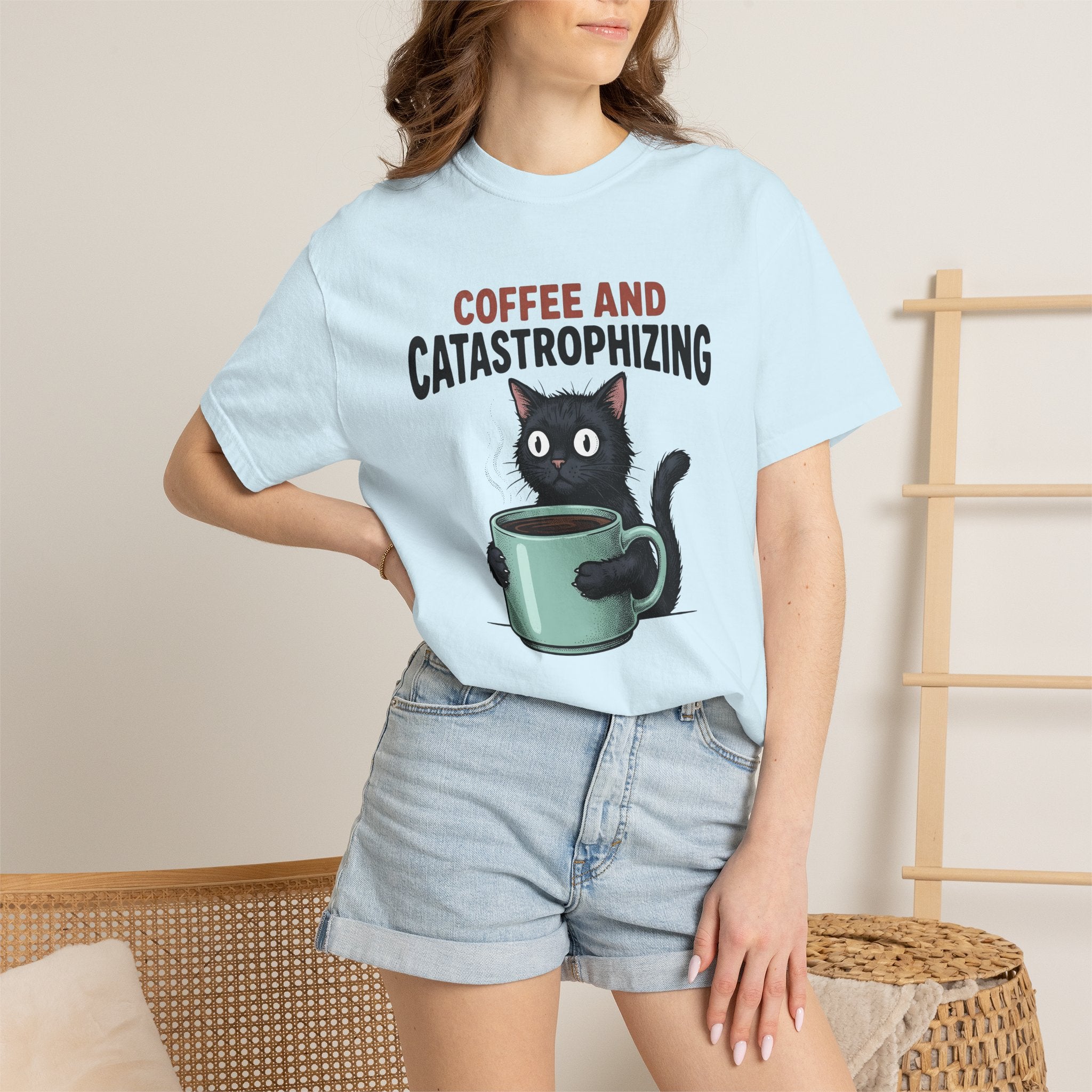 Black Cat Coffee Shirt Cat Espresso Gift Women Cartoon Tee Coffee T-Shirt Cat Fan Comic Tshirt Coffee Graphic Retro Coffee Mug Tshirt