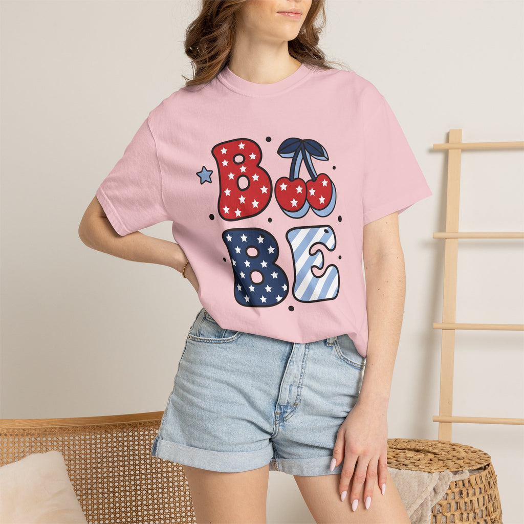 Cherry Star Graphic Shirt 4th Of July Patriotic Gift Women Cartoon Tee Cherry Graphic T-Shirt Independence Day Fan Comic Tshirt American