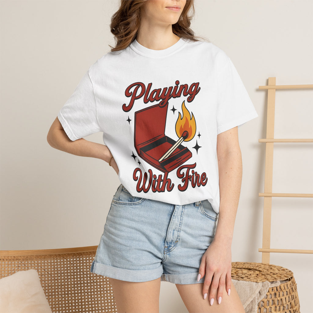 Fire Match Shirt Fire Comedy Gift Women Modern Graphic Tee Matchstick T-Shirt Flame Fan Graphic Design Illustration Classic Shine Tshirt