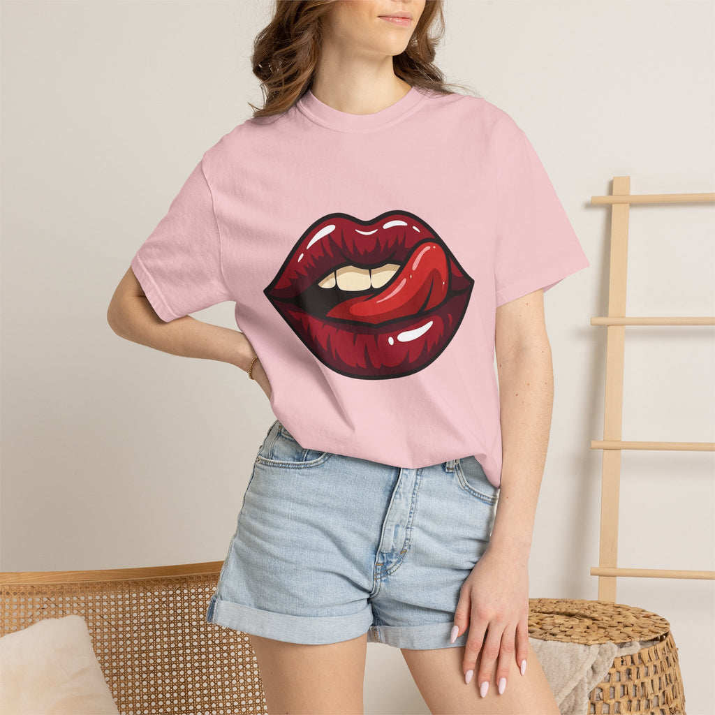 Red Lips Shirt St. Valentine's Day Love Gift Women Cartoon Tee Lipstick T-Shirt Valentine Fan Comic Tshirt Romance Graphic Illustration