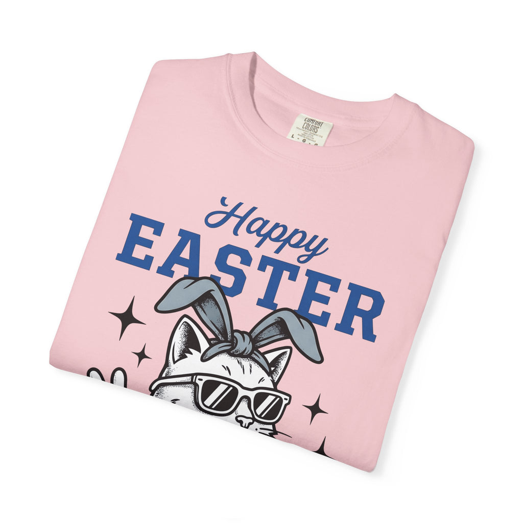 Kitty Bunny Ears Shirt Easter Felines Gift Women Hand Drawn Tee Bunny Ears T-Shirt Easter Fan Cartoon Tshirt Cat Graphic Old School Eyewear