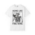 Skeleton Wine Glass Shirt Wine Humor Gift Women Vintage Tee Wine Glass T-Shirt Wine Fan Retro Tshirt Funny Graphic Hand Drawn Wine Tshirt